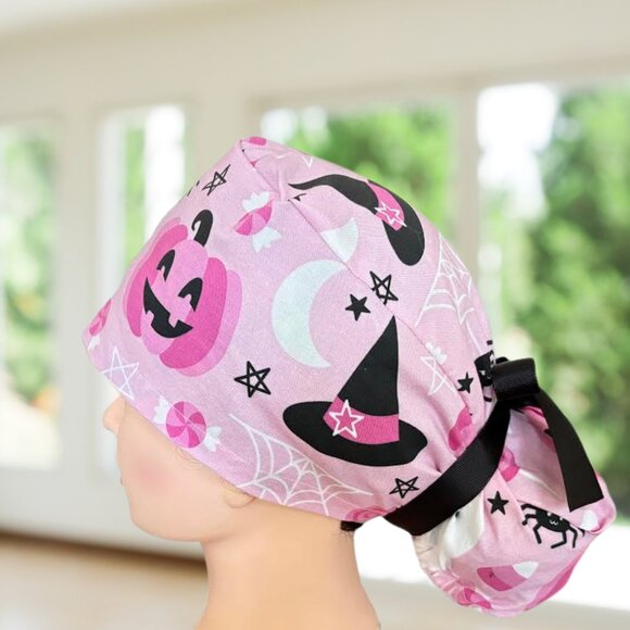 Spooky Cute~ Ponytail Scrub Cap, Surgical Hat, OR, CNA, Cap, CRNA, Gift. - Picture 4 of 4
